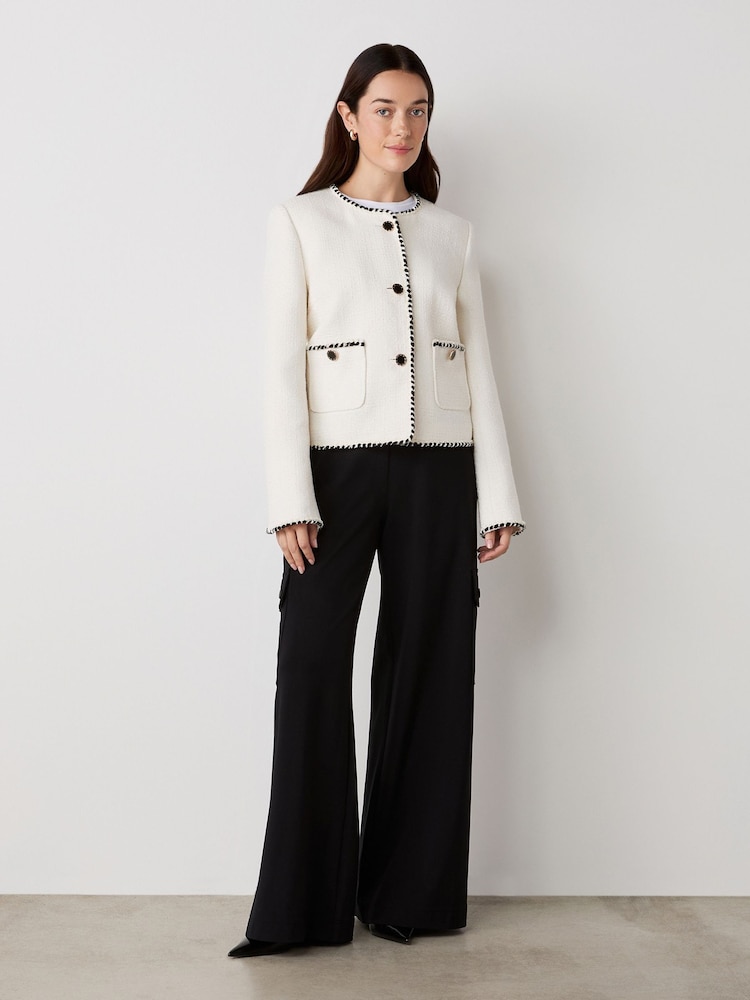 Finery White Polly Button Through Tweed Jacket - Image 1 of 4