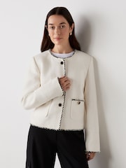 Finery White Polly Button Through Tweed Jacket - Image 2 of 4