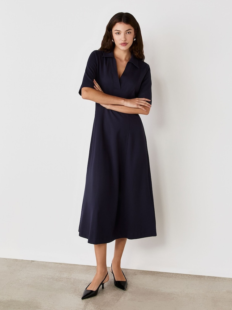 Finery Navy Trinity Ponte Jersey Midi Dress - Image 2 of 4 Finery Navy Trinity Ponte Jersey Midi Dress - Image 2 of 4