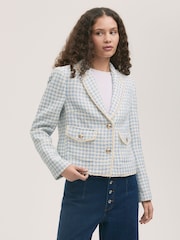 Finery Blue Rochelle Button Through Tweed Blazer - Image 2 of 4