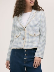 Finery Blue Rochelle Button Through Tweed Blazer - Image 3 of 4