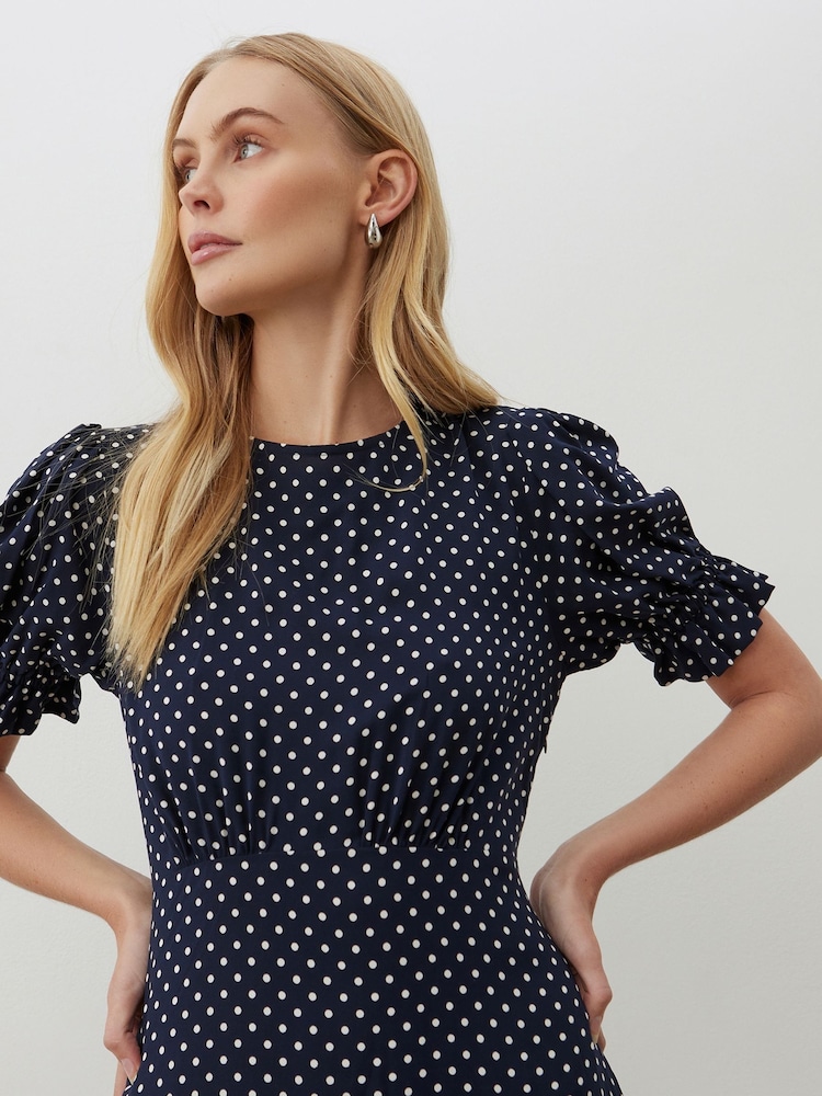 Finery Mela Polka Dot Crepe Midi Dress - Image 3 of 4