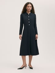 Finery Blue Lucia Matte Textured Crepe Midi Dress - Image 1 of 4