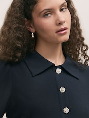 Finery Blue Lucia Matte Textured Crepe Midi Dress - Image 3 of 4