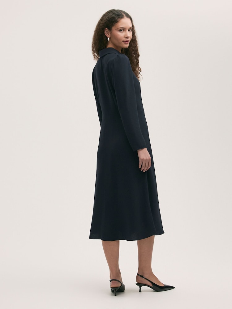 Finery Blue Lucia Matte Textured Crepe Midi Dress - Image 4 of 4