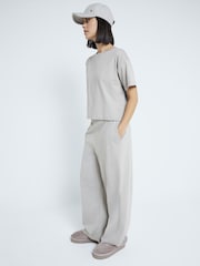 River Island Grey Short Sleeve 100% Cotton T-Shirt and Joggers Set - Image 1 of 6