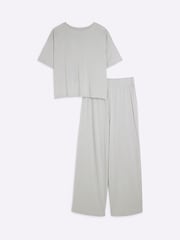 River Island Grey Short Sleeve 100% Cotton T-Shirt and Joggers Set - Image 5 of 6