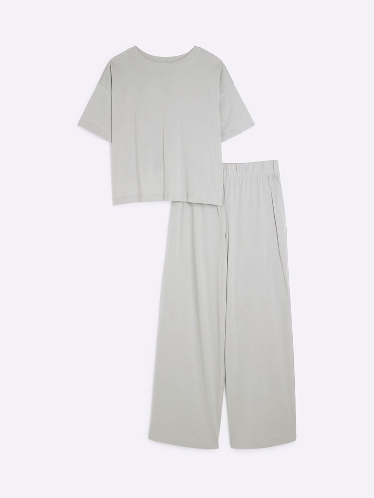 Gris - River Island Ensemble t-shirt et pantalon de jogging 100% coton à manches courtes - Image 5 of 6