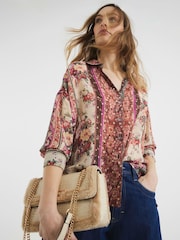 River Island Orange Long Sleeve Floral Print Shirt - Image 1 of 6