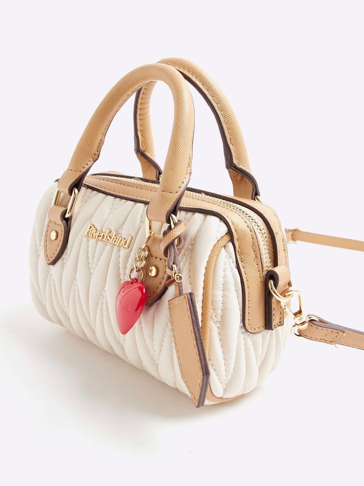 River Island Cream Ruched Mini Bowler Bag - Image 4 of 5