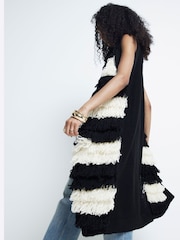 River Island Black Stripe Sleeveless Fringe Cardigan - Image 3 of 6