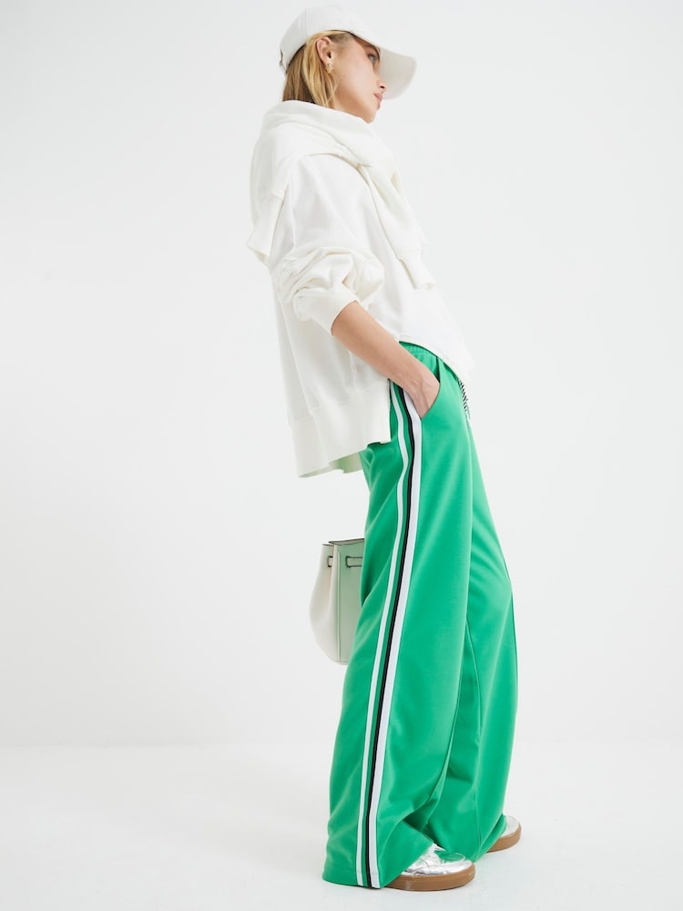 River Island Green Side Stripe Wide Leg Joggers - Image 2 of 6
