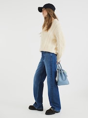 River Island Cream Striped Sleeve Cable Knit Jumper - Image 4 of 6