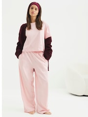 River Island Pink Short Sleeve 100% Cotton T-Shirt and Joggers Set - Image 1 of 6