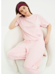 River Island Pink Short Sleeve 100% Cotton T-Shirt and Joggers Set - Image 2 of 6