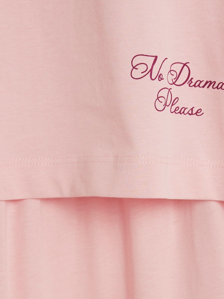 River Island Pink Short Sleeve 100% Cotton T-Shirt and Joggers Set - Image 6 of 6