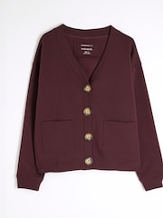River Island Red V-Neck Sweat Cardigan - Image 5 of 6