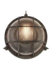 Searchlight Black Silver and Clear Harbour Round Wall Outdoor Light - Image 2 of 4