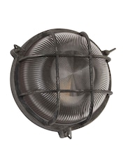 Searchlight Black Silver and Clear Harbour Round Wall Outdoor Light - Image 3 of 4