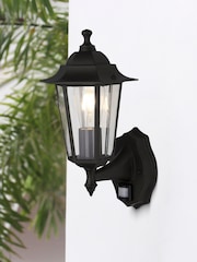 Searchlight Matt Black and Clear Luna Outdoor Wall Light Uplight - Image 1 of 4