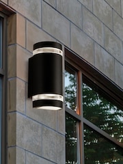 Searchlight Black and Clear Durham Outdoor 2Lt Wall Light - Image 1 of 4