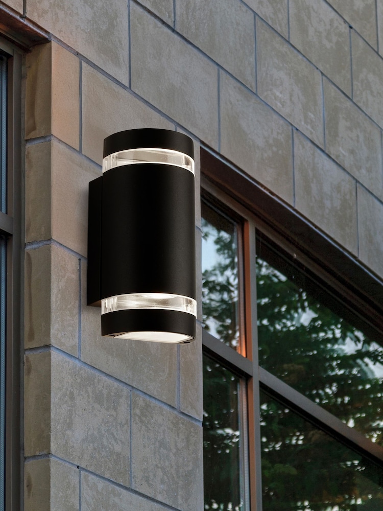Searchlight Black and Clear Durham Outdoor 2Lt Wall Light - Image 1 of 4