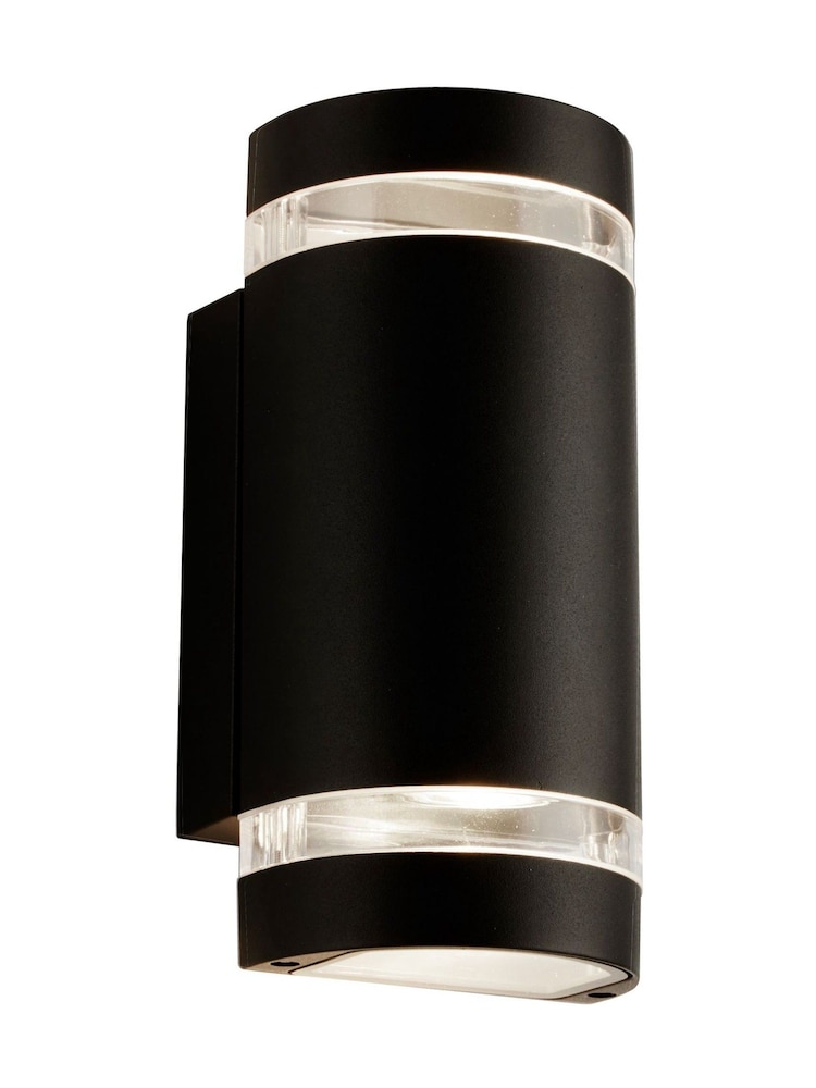Searchlight Black and Clear Durham Outdoor 2Lt Wall Light - Image 2 of 4