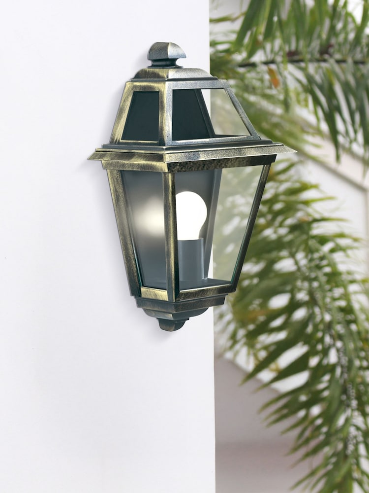 Searchlight Black and Gold Cannes Outdoor Wall Light - Image 1 of 3