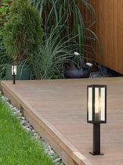 Searchlight Black and Clear Baku Small Outdoor Post Light - Image 1 of 4
