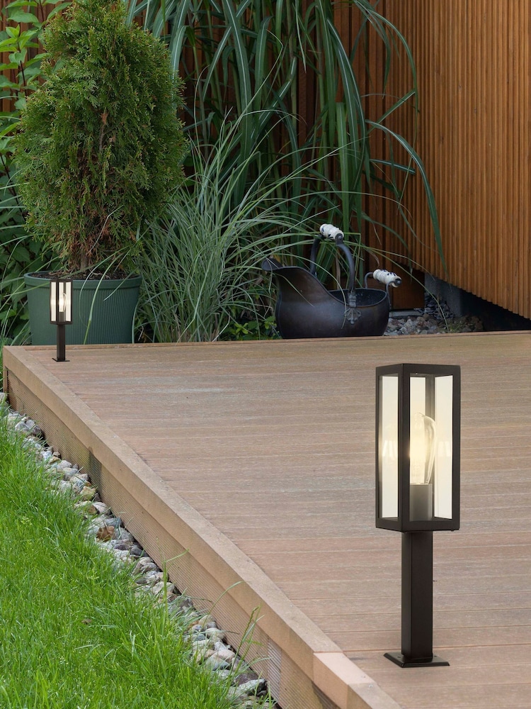 Searchlight Black and Clear Baku Small Outdoor Post Light - Image 1 of 4