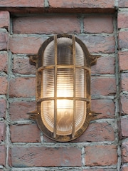 Searchlight Black Gold Clear Harbour Oval Wall Outdoor Light - Image 1 of 4