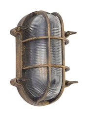 Searchlight Black Gold Clear Harbour Oval Wall Outdoor Light - Image 3 of 4