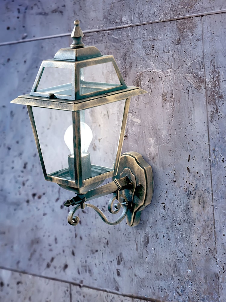 Searchlight Black and Gold Cannes Outdoor Uplight Wall Light - Image 1 of 4