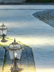 Searchlight Black and Gold Cannes Outdoor Post Light - Image 1 of 3