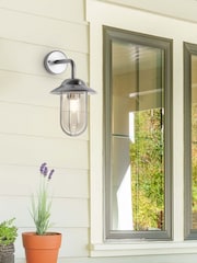 Searchlight Satin Silver and Clear Manhattan SS Outdoor Wall Light - Image 1 of 4