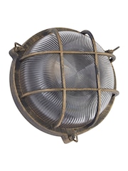 Searchlight Black Gold Clear Harbour BG Round Wall Outdoor Light - Image 3 of 4