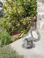 Searchlight Satin Silver Apex LED Outdoor Spotlight - Image 1 of 4