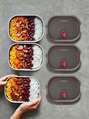 Black & Blum Grey/Red 600 ml Microwavable Steel Multifunction Meal Prep Set - Image 1 of 6