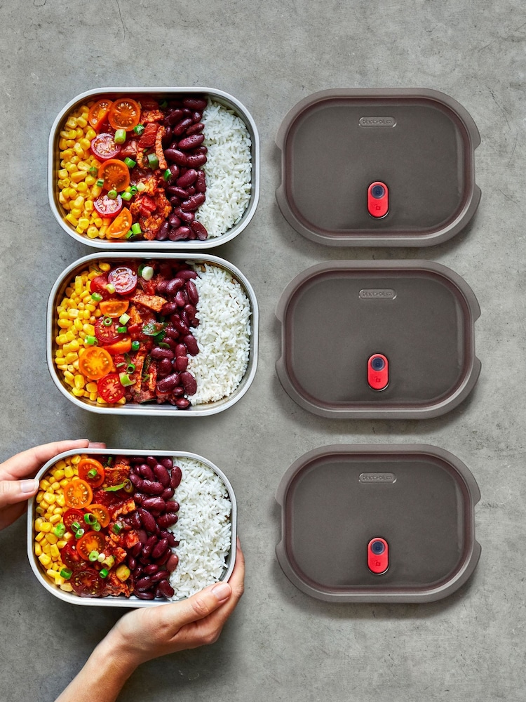 Black & Blum Grey/Red 600 ml Microwavable Steel Multifunction Meal Prep Set - Image 1 of 6
