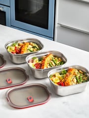 Black & Blum Grey Red 900 ml Microwavable Steel Multifunction Meal Prep Set - Image 1 of 6