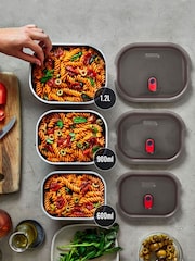 Black & Blum Grey/Red Microwavable Steel Multifunction Meal Prep Box Set - Image 1 of 6