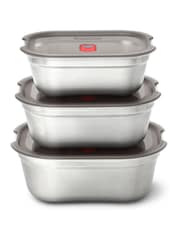 Black & Blum Grey/Red Microwavable Steel Multifunction Meal Prep Box Set - Image 4 of 6