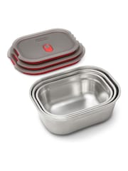 Black & Blum Grey/Red Microwavable Steel Multifunction Meal Prep Box Set - Image 5 of 6