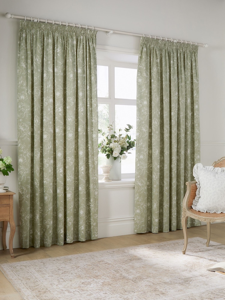 Wylder Sage Bella Pencil Pleat Curtains - Image 2 of 5