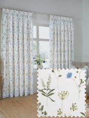 Wylder White Meadow Pencil Pleat Curtains - Image 1 of 7