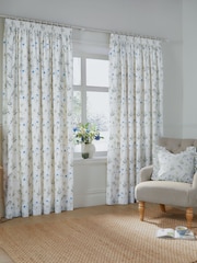 Wylder White Meadow Pencil Pleat Curtains - Image 2 of 7