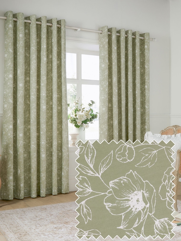 Wylder Sage Bella Eyelet Curtains - Image 1 of 7