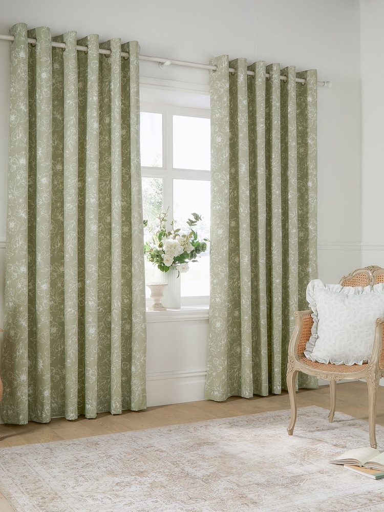 Wylder Sage Bella Eyelet Curtains - Image 2 of 7