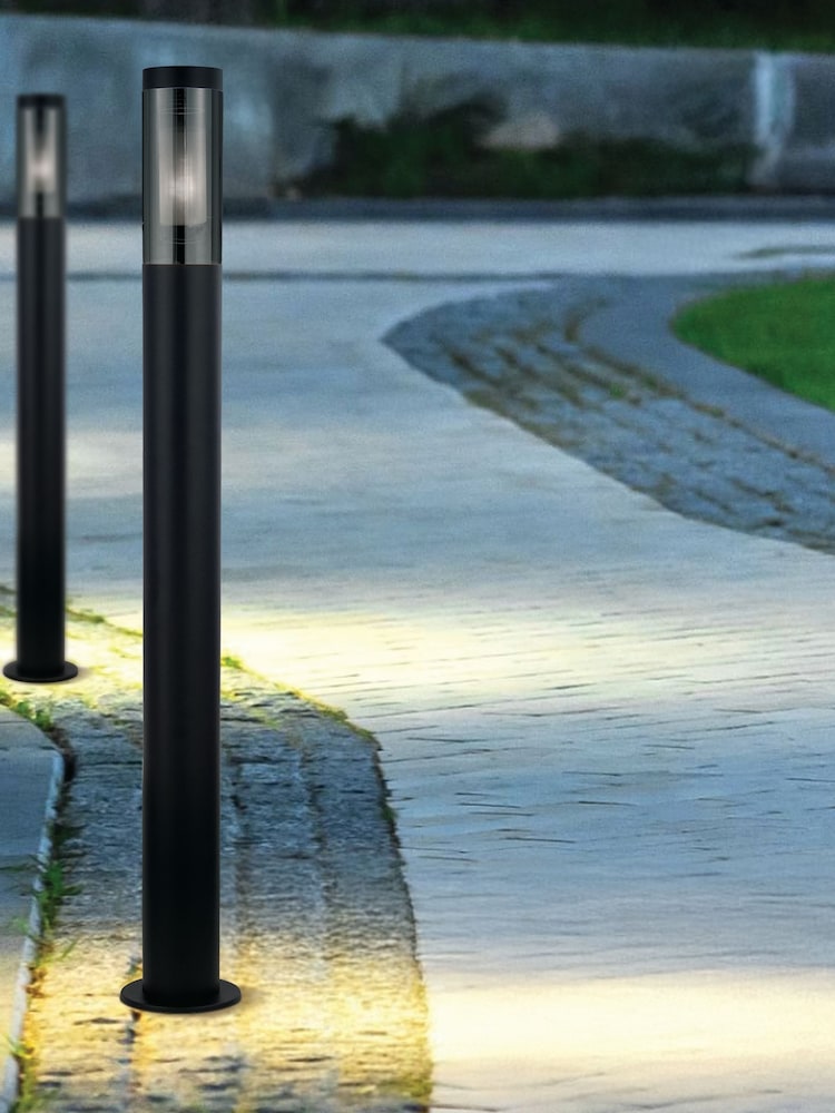 Searchlight Matt Black and Smoked Palmer Large Outdoor Post Light - Image 1 of 4