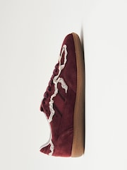 Alohas Burgundy Red Crochet Leather Trainers - Image 2 of 8